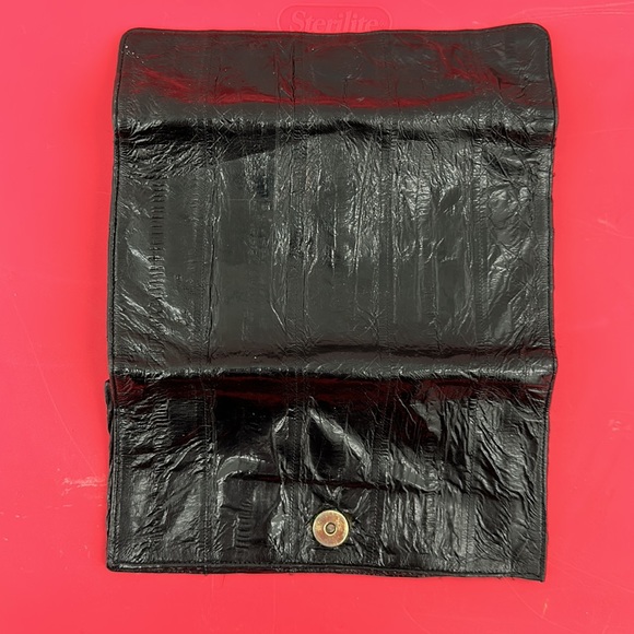 VINTAGE eel skin wallet, black checkbook - Picture 6 of 7